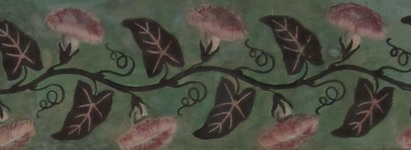 Detail of a morning glory vine from the Morris-Jumel Mansion wallpaper.