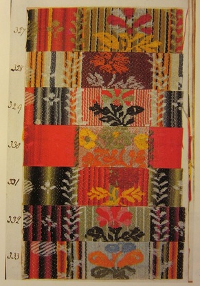 Fabric samples from a Norwich pattern book, circa 1794.