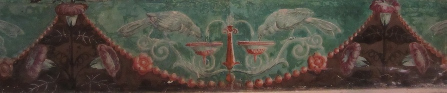 Detail of the lower border of a historic wallpaper at the Morris-Jumel Mansion.