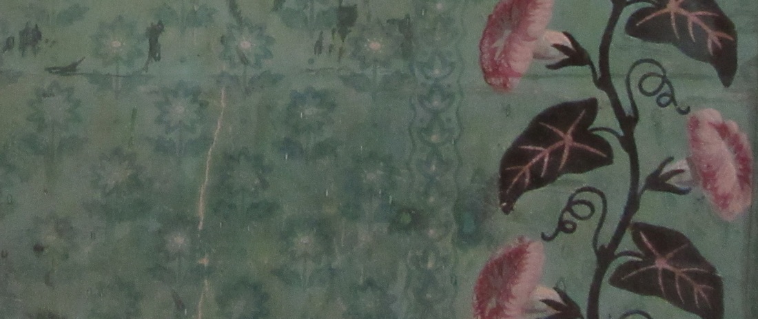 Detail of a historic wallpaper at the Morris-Jumel Mansion.