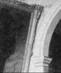 1887 photograph showing painted moldings in the hallway of the Morris-Jumel Mansion.