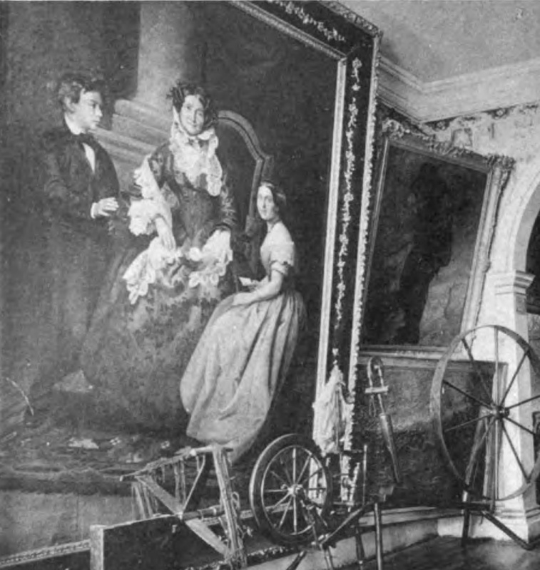 Paintings in the hallway of the Morris-Jumel Mansion, shown in a photograph from 1887.